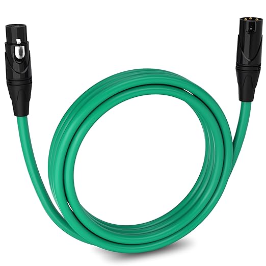 LyxPro 10 Feet XLR Microphone Cable Balanced Male to Female 3 Pin Mic Cord for Powered Speakers Audio Interface Professional Pro Audio Performance and Recording Devices - Green
