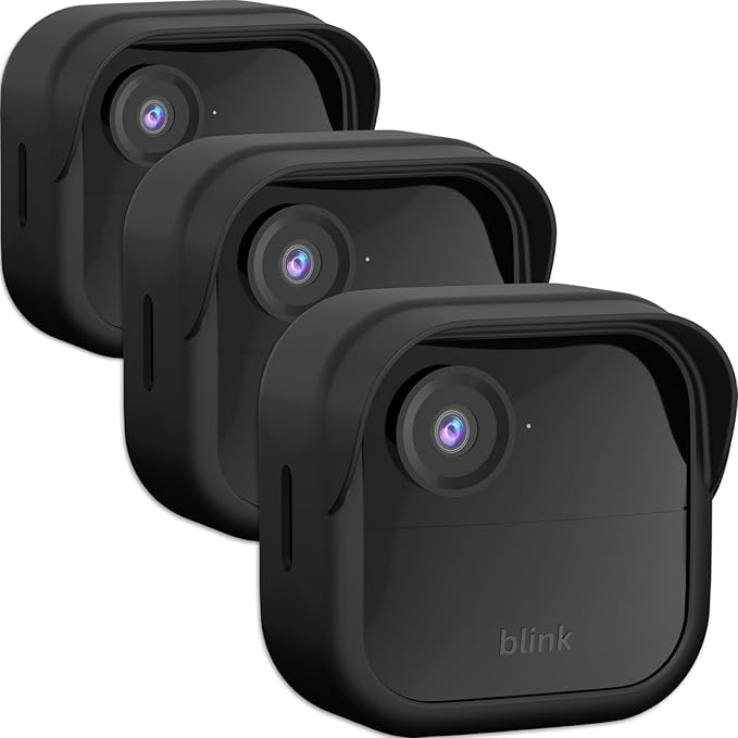 Silicone Skin Case/Cover for Blink Outdoor 4 (4th Gen) - Weatherproof Silicone Case with Brim for Full Camera Protection, Blink Outdoor 4 Smart Security Camera Accessories (Black, 3 Pack)