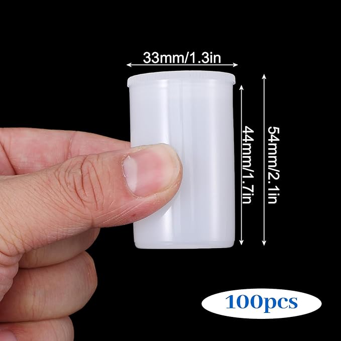 100 Pieces Plastic Film Canister Holder 35 mm Empty Camera Reel Containers Storage Containers Case with Lids for Small Accessories Fish Hook Film Beads