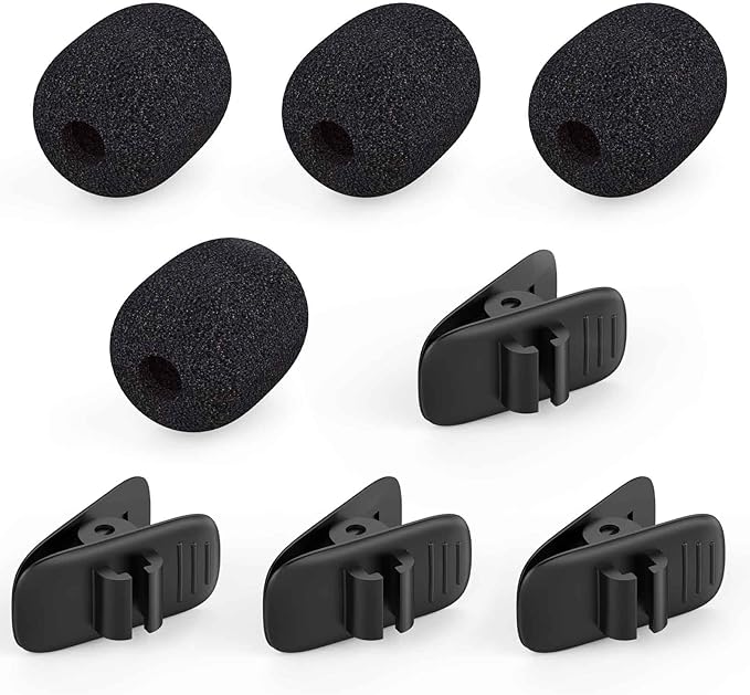 8 Packs Foam Microphone Windscreen & Mic Clip, Wireless Lavalier Mic Sponge, Mic Cover with Clip to Reduce Plosive and Better Highlight the Vocals, Washable and Windproof Wind Screen