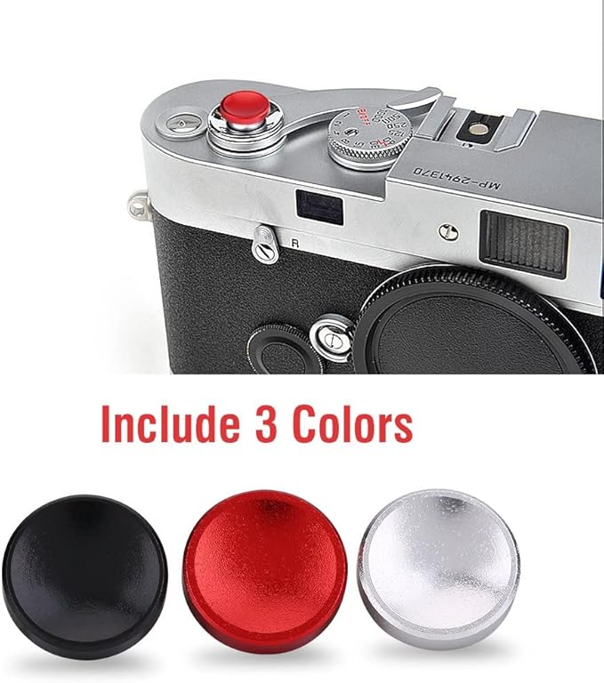 Acouto Soft Shutter Release Buttons 3pcs Universal Aluminium Alloy Camera Shutter Release Buttons with Concave Fit for for for Red+Black+Silver