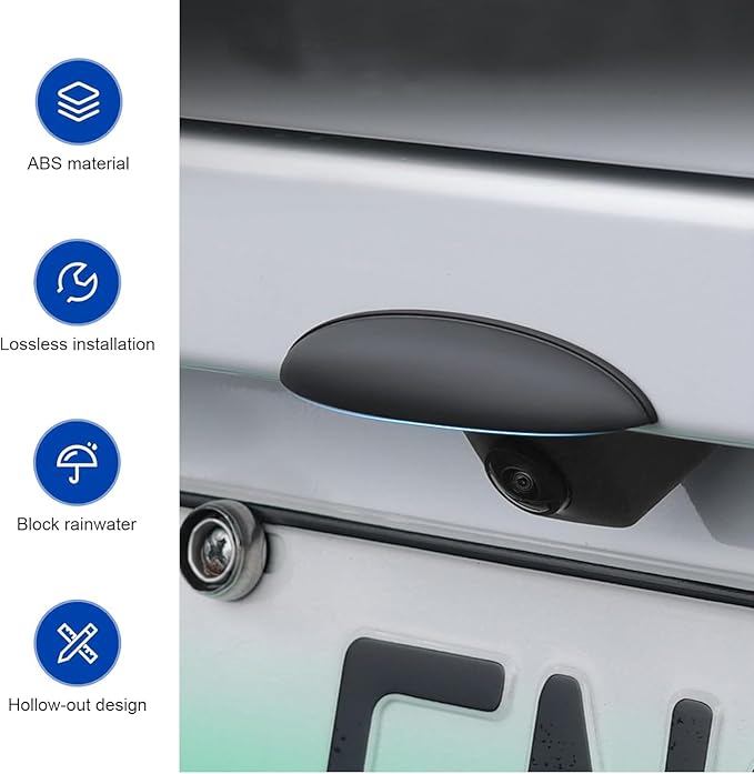 Bawkars Car Rear View Camera Anti-Rain Cover, ABS Reversing Camera Protection Modification Accessory, Non-Destructive Installation Protective Cover, Universal for Most Cars (Black)