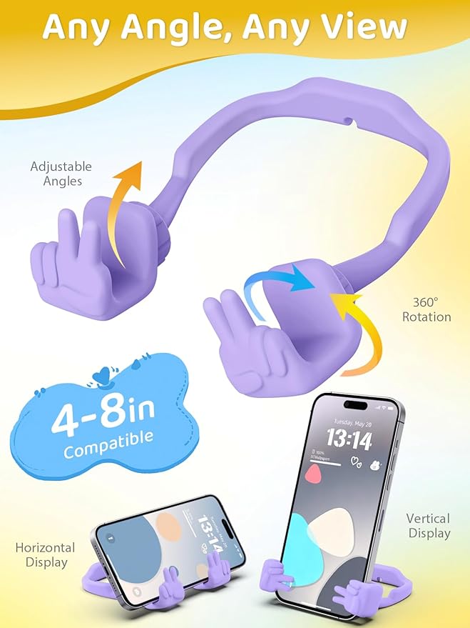 Easter Basket Stuffers Essentials for Teens Girls Boys: Cell Phone Stand Upgrade Adjustable Peace Sign Thumbs Lazy Cell Phone Holder for Desk Cool Gadgets Easter Gifts for Adults Kids Women Teenagers
