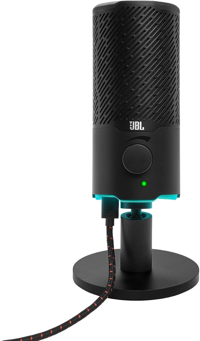 JBL Quantum Stream: Dual pattern premium USB Microphone for Streaming, Recording and Gaming, Voice monitoring with easy volume control, (Black) (Renewed)