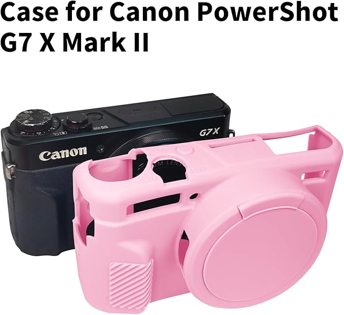 Easy Hood G7X Mark II Case, Protective Case for Canon Powershot G7X Mark II Digital Camera, Removable Lens Cover Silicone Sleeve Soft Camera Cover Rubber Protective Body Skin - Pink