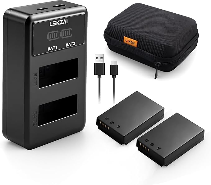 Lekzai LP-E12 Replacement Battery Pack and Dual Charger Compatible with Canon EOS M、M2、M10、M50、M50 Mark II、M100、EM200、EOS Rebel SL1、PowerShot SX70 HS Digital Cameras