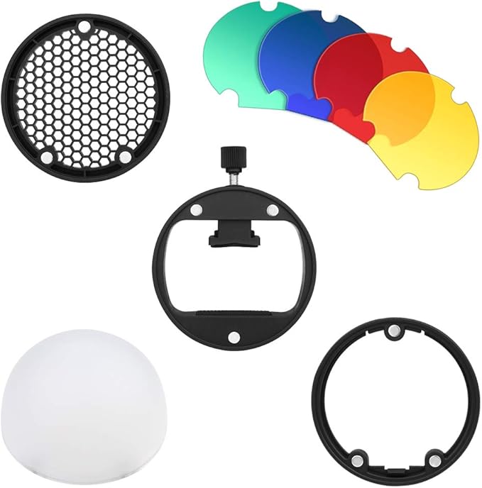TOAZOE Flash Diffuser with Honeycomb Grid Diffuser Ball Color Filter for Godox YONGNUO Canon Square Flash Speedlight