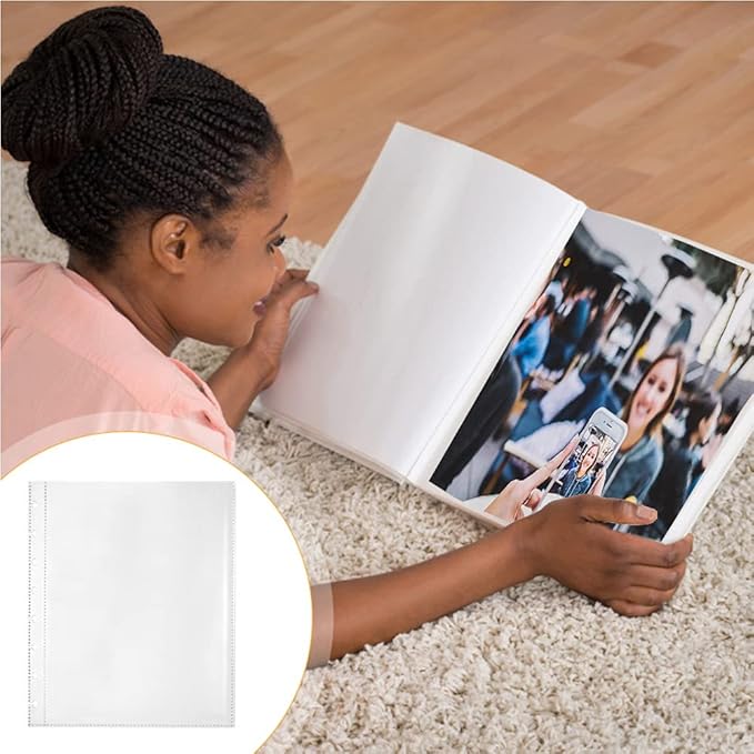 25 Pack Photo Album Refill Sheets, Photo Sleeve Inserts for 50 Photos, Photo Sleeves 5x7,7 Ring Binder Photo Pockets, Each Photo Page Holds Two Pictures, Archival Photo Sleeves,Photo Protectors