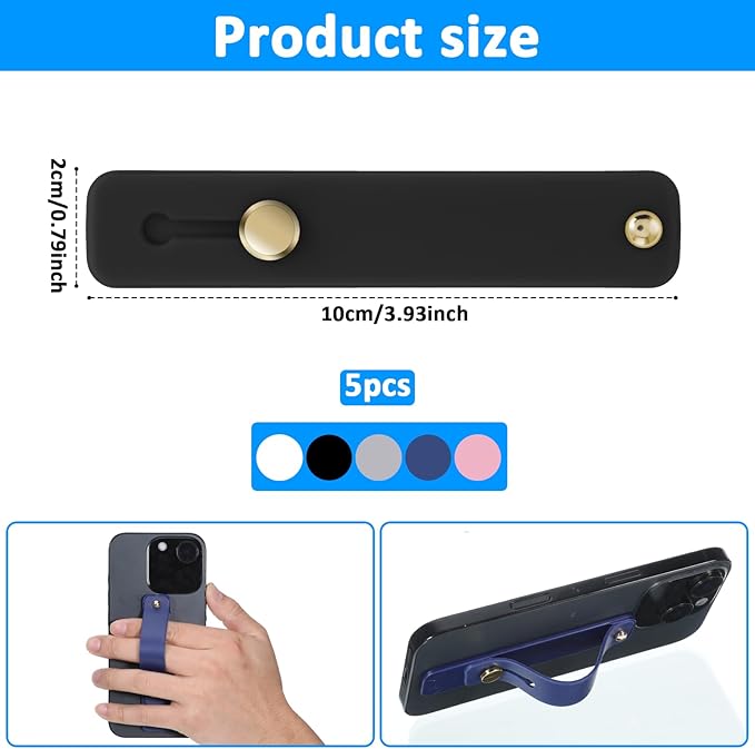 Giantree 6Pcs Phone Grip Strap, Phone Loop Finger Holder, Phones Holder for Hand Smartphones Accessories, Loops for Back of Phones Portable for Most Smartphones
