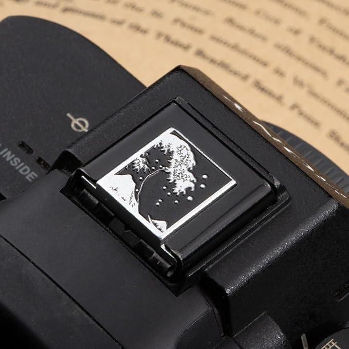 Kanagawa Wave Pattern Camera Hot Shoe Cover Shutter Button for Sony A1 A7C A7CR A7CII A7R A7M2 A7M3 A6700 A6600 A6500 A6400 A6300 (Aluminum Alloy-Hot Shoe Cover)