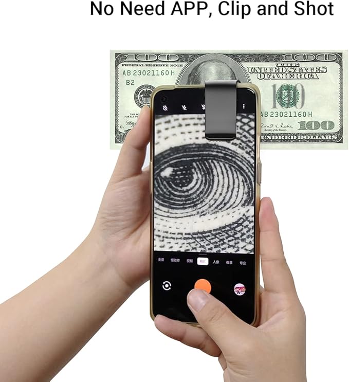 200X Phone Mini Pocket Microscope with LED Light/Universal Clip, Portable Digital Microscope Camera Attachments for 99% Smartphone, Microworld for Kids Adults (Black, 200X Without CPL)