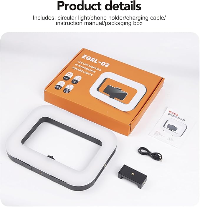 Smartphone Ring Selfie Light Kit Handheld LED Mobile Video Stabilizer Fill Lighting Rig Lights Built-in 8000mAh Battery Rechargeable for Phone Camera, YouTube, TIK tok Video Recording, Make up