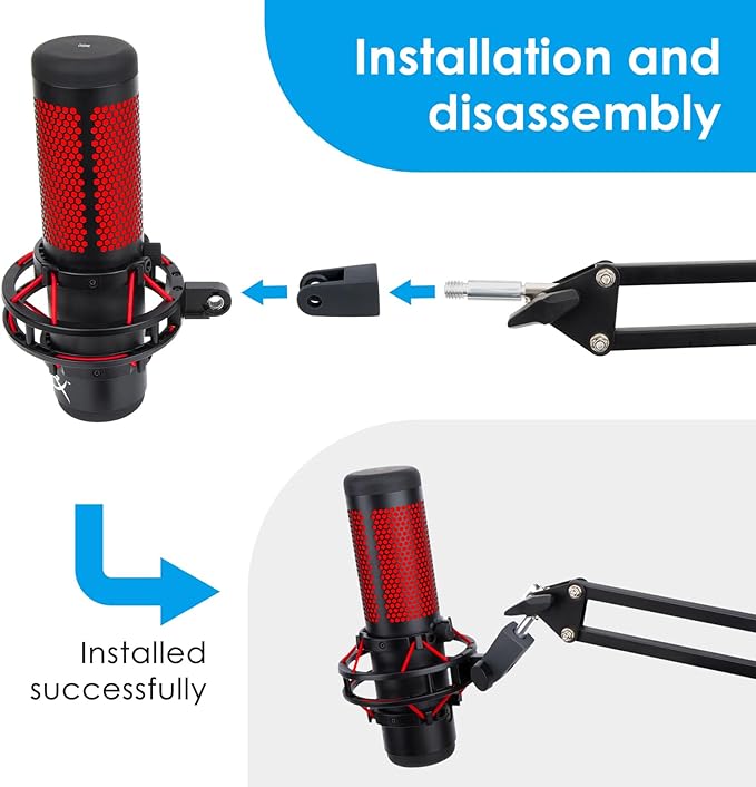 YOUSHARES HyperX Quadcast Mount Adapter for HyperX Quadcast s Mic - The HyperX Quadcast Boom Arm Replacement Adapter Get The Reliable Support and Allowing for More Diverse Content Creation Scenarios