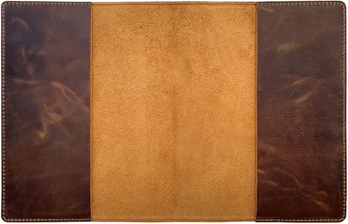 Fan&Ran Leather Journal Cover for Moleskine XL and 7.5"x9.75" Composition Notebooks, Bourbon Brown 8.25"x10.5"