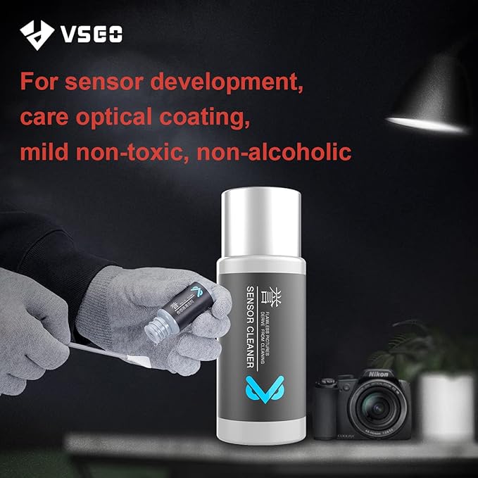VSGO Mirrorless Camera Sensor Cleaning Kit for Meduim Format Cameras, 12pcs 34mm CMOS Swabs and 10ml Cleaner Inluded (VS-S04E)
