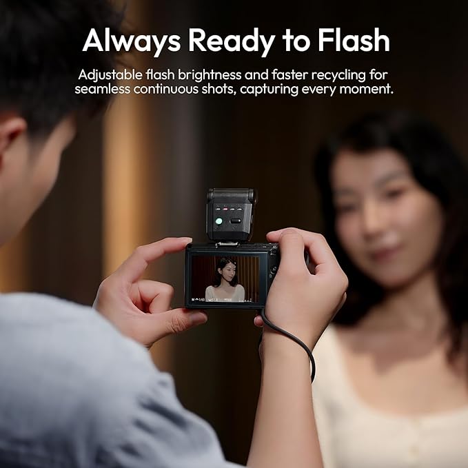 ULANZI SL03 Camera Mini Flash Speedlite with Video Light for Beginners Basic, GN8 6500K Flash 90° Angle Adjustable Compatible with Sony/Canon/Fuji/Nikon DSLR, Universal Single Contact Hot Shoe Mount
