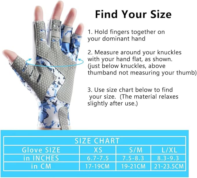 CHSMONB Fishing Gloves UPF50+ Sun Gloves, UV Protection Fingerless Gloves Men Women for Fishing, Kayaking, Rowing, Paddling, Canoeing, Hunting