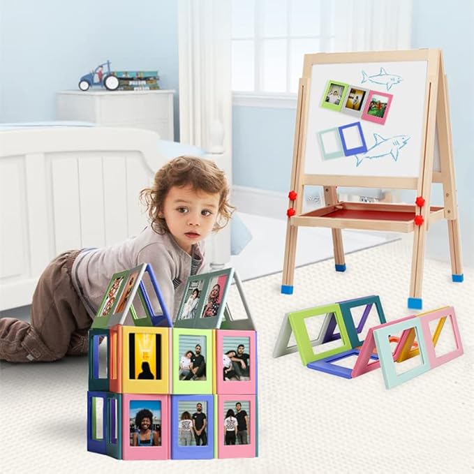 TARASEEL Magnetic Mini Photo Frame with Clear Protective Cover for Polaroid Fujifilm Instax Mini 7s 8 9 11 12 25 50s 70 90 EVO, NONS SL42 SL645 for Office Cabinet Fridge, Pack of 12. (12 Colors)