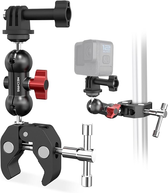 Super Clamp Mount Kit with 360° Ballhead Magic Arm – Universal Camera Mount with 1/4"-20 Screws for DSLR Camera,Led Lights,Action Cameras,and More