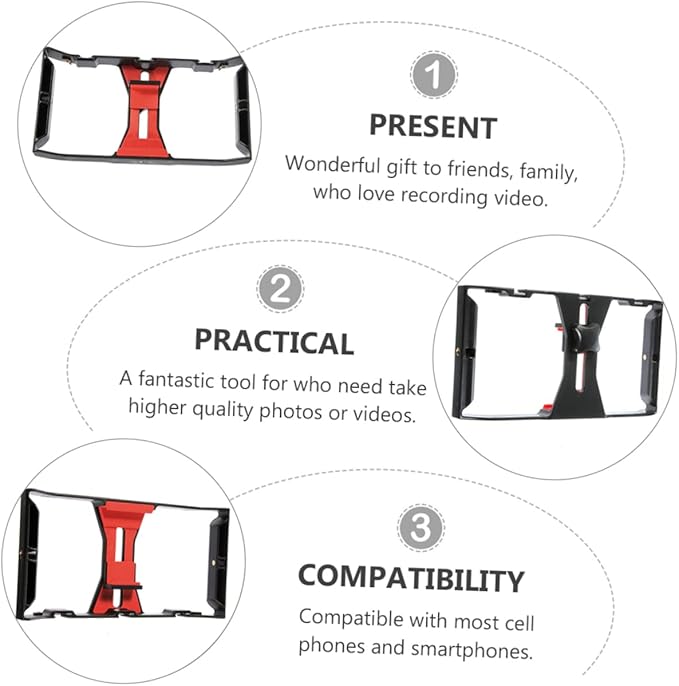 Smartphone Radio Rig Handheld Camera Holder for Filmmaking Vlogging and Live Streaming Portable Phone Bracket Compatible with Smartphones for and Black Red