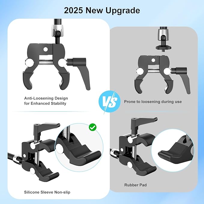 UYODM 2 Pack Articulating Magic Arm Clamp Mount with Super Clamp, 11" Magic Arm Camera Mount with 1/4" Thread, Articulating Arm Friction Camera Mount for Webcam, LED, DSLR, Flash, Security Cameras