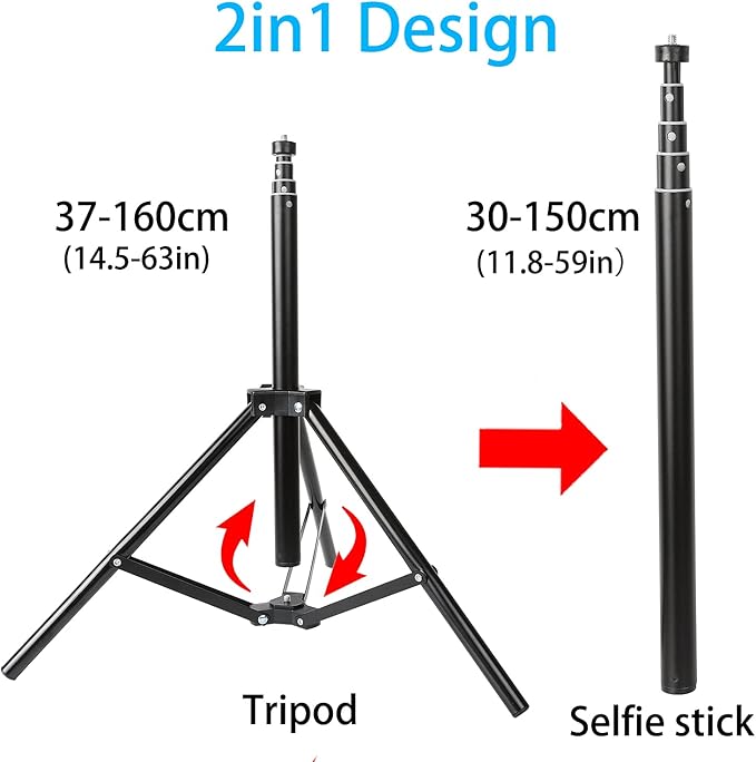 PellKing 2in1 Tripod Extension Rod 59in Adjustable Selfie Stick with Phone Clip for DJI OM4 SE 5/Osmo Mobile 6 3 2/Feiyu Zhiyun and More Hand Held Gimbal Stabilizer Accessories