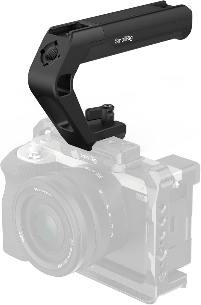 SMALLRIG Lightweight NATO Clamp Top Handle, Tiny Camera Top Grip Only 119g, Handgrip with Locating Hole for ARRI and Two Cold Shoe Mounts, for Camera Cage with Built-in NATO Rail - 5977