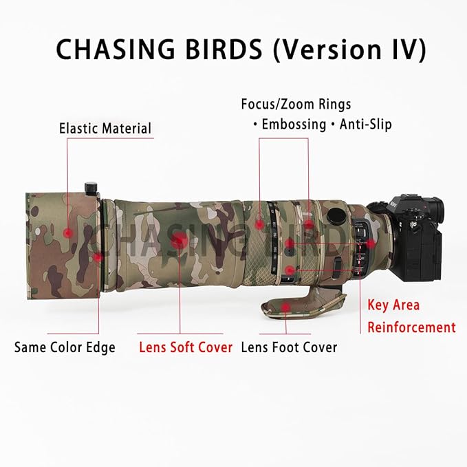 CHASING BIRDS Lens Camouflage Waterproof Coat for Olympus 150-600mm F5-6.3 is ED MSC Rainproof Lens Protective Cover (Digital Camouflage, with 1.4X and 2.0X TC)