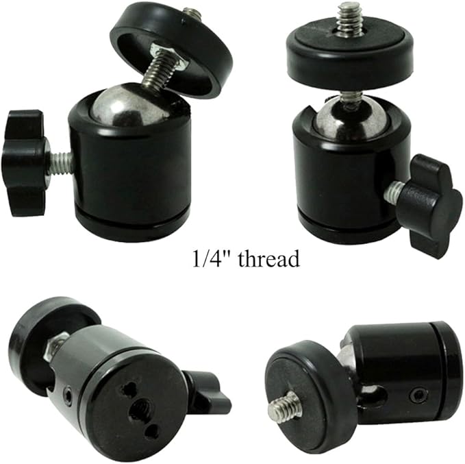 SLOW DOLPHIN Hot Shoe Mount Adapter 360 Degree Swivel Mini Ball Head 1/4 Tripod Screw Head for Cameras, Camcorders, Smart Phone, Gopro, LED Video Light, Microphone(2 Packs)