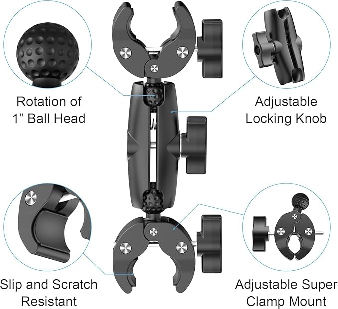 2 Pcs SuperClamp Double Camera Clamp with Dual Mount Bracket and Magic Arm Ball Head - Versatile Photography Accessory for Light Stands, Reflectors, Umbrellas, Tripods, and Tables