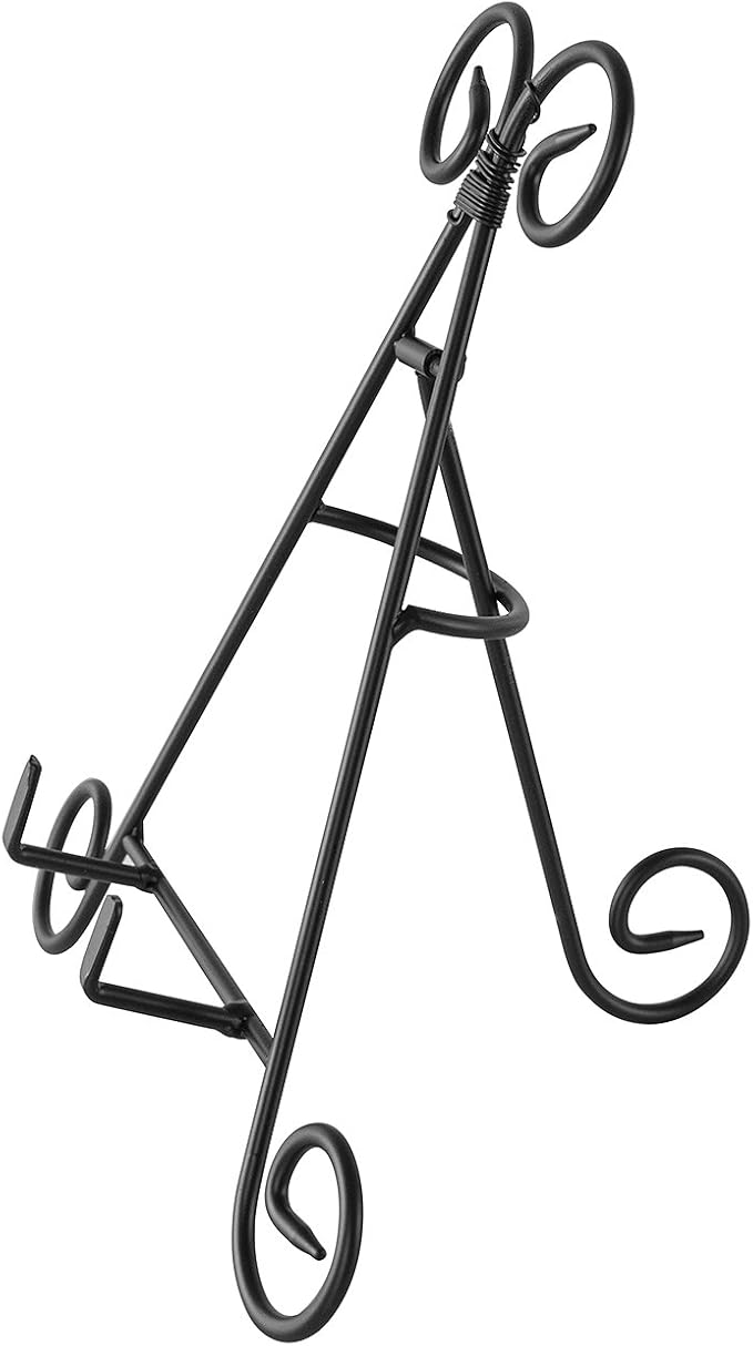 Super Z Outlet Tall Black Iron Curve Design Adjustable Display Stand for Photo Picture Albums, Home Decoration, Fine China Plates, Arts & Crafts Showcase (9")