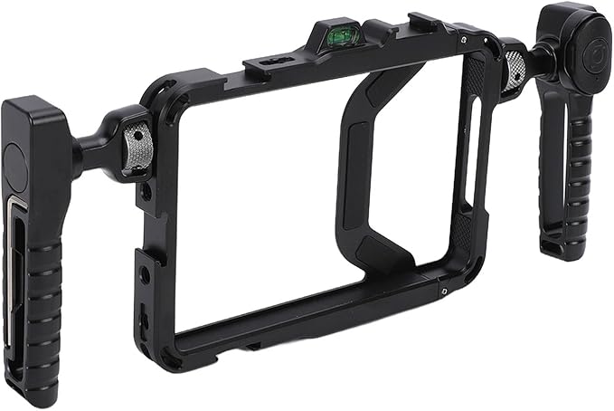 Phone Cage, Professional Aluminum Alloy Smartphone Video Rig with Rotatable Handles, Dedicated Shutter Key, Cold Shoe Mount, 1/4 3/8 Inch Mounting Screws, Compatible with 14 to
