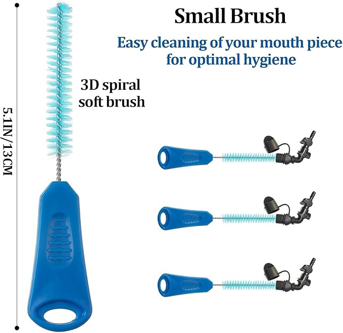 Feekoon Reservoirs Backpack Accessories Hydration Bladder Cleaning Kit with Flexible Long Brush for Hose, Small Bite Valve and Big Brush, Drying Collapsible Bladder Frame, Carrying Pouch