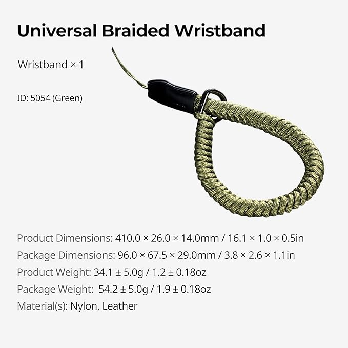 SMALLRIG Camera Wrist Strap, Universal Braided Camera Hand Strap, Adjustable Safety Strap Compatible for DSLR or Mirrorless Camera, Green- 5054