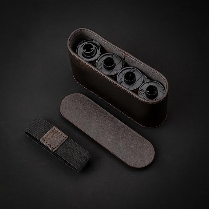 35mm 135 Film Container Storage Box Leather Camera film protection box Storage Carrying Case Bag (Bronze-case)