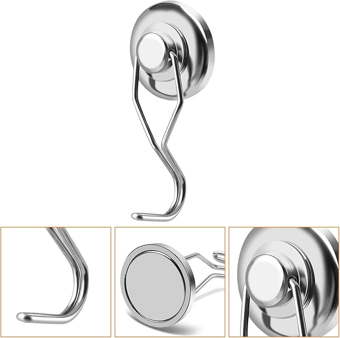 Swivel Swing Powerful Magnetic Hooks,Strong Heavy Duty Neodymium Magnet Hooks Great for Your Refrigerator and Other Magnetic Surfaces - Pack of 7 68mm(2.67in) in Length, 32mm(1.26in) in Diameter