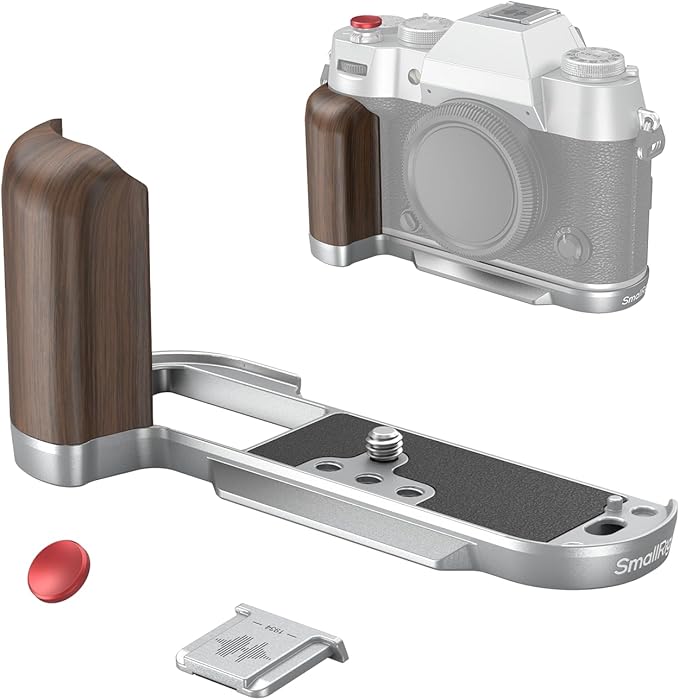 SMALLRIG X-T50 Handgrip, Wooden L-Shape Grip for FUJIFILM X-T50 Camera, Built-in Quick Release Plate for Arca, with Shutter Button and Hot Shoe Cover, Silver - 4735
