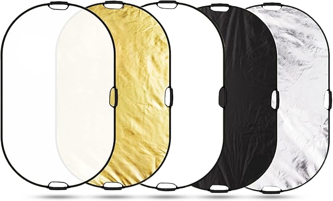 Selens 5-in-1 Oval Reflector with Handle for Photography Photo Studio Lighting & Outdoor Lighting (59 x 39 Inch)