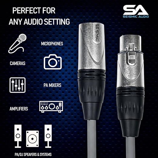 Seismic Audio SAXLX-2-6 Pack of 2 Feet Multiple Color XLR Male to XLR Female Patch Cables, Balanced Cords