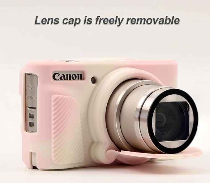 Pocoukate Case for Canon PowerShot SX740 HS Camera with Screen Protector, Soft Silicone Protective Cover Skin with Removable Lens Cover for SX740 HS, SX730 HS Accessories Rubber - Misty Pink ﻿