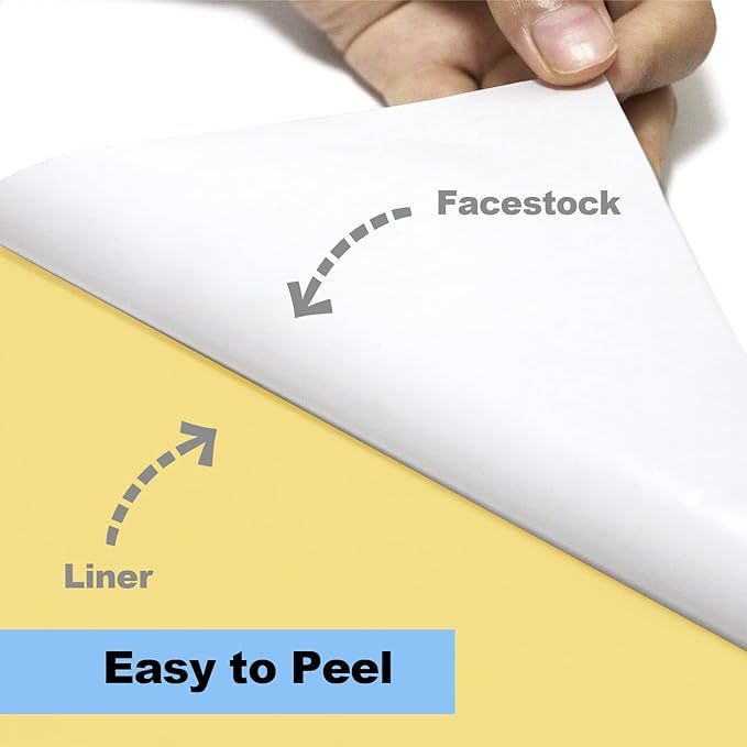 100 Sheets Full Sheet Labels with Back Slit 8.5"x11", Blank White Sticker Paper for Laser & Inkjet Printers, Risepekt Strong Adesive Full Page Mailing Labels, Whole Page Labels
