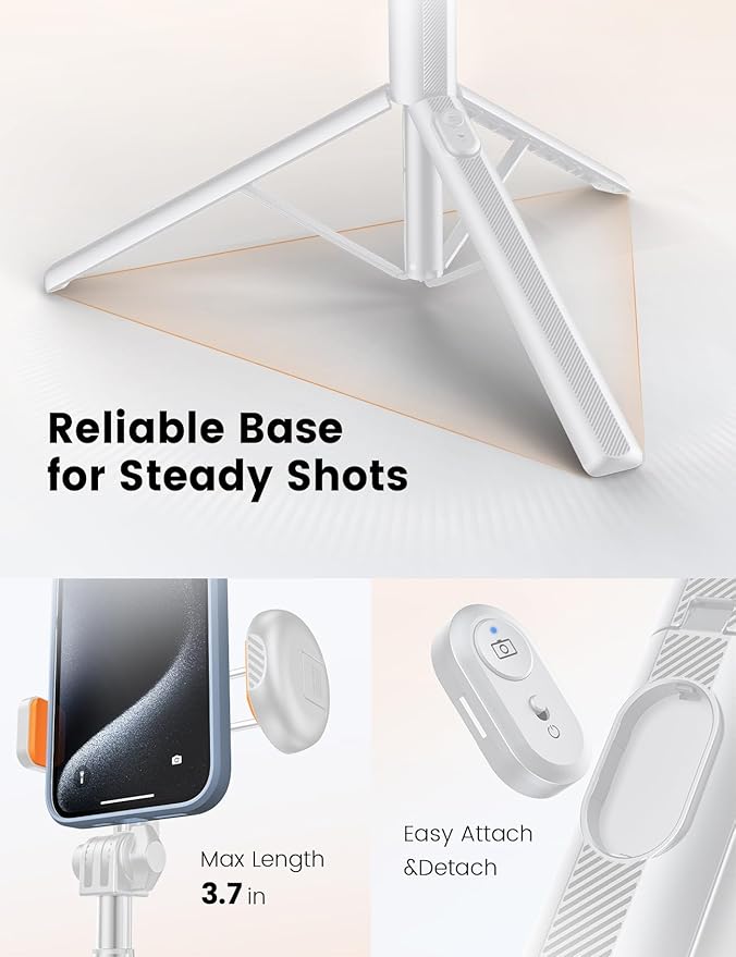71" Phone Tripod, NT79 Extendable Selfie Stick with 1/4" Camera Mount for Cell Phone＆Camera, Phone Tripod Stand Holder with Remote Compatible with iPhone Android, Camera (White)