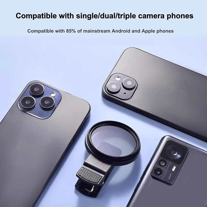 STARGAZ 52mm Clip-On CPL Phone Camera Filter, Circular Polarizer Filter with Upgraded Clip, Cpl Filter for iPhone 15 14 13 12 Pro Max, Samsung BLU Moto Google TCL Phone Xiaomi and Other Smart Phoness