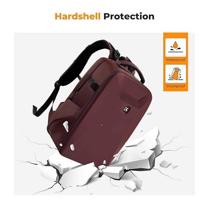 K&F CONCEPT Camera Backpack,Hardshell Photography DSLR Camera Bag with 15-15.6 Inch Laptop Compartment Hard Shell Camera Case Compatible with Canon/Nikon/Sony/DJI Mavic Drone
