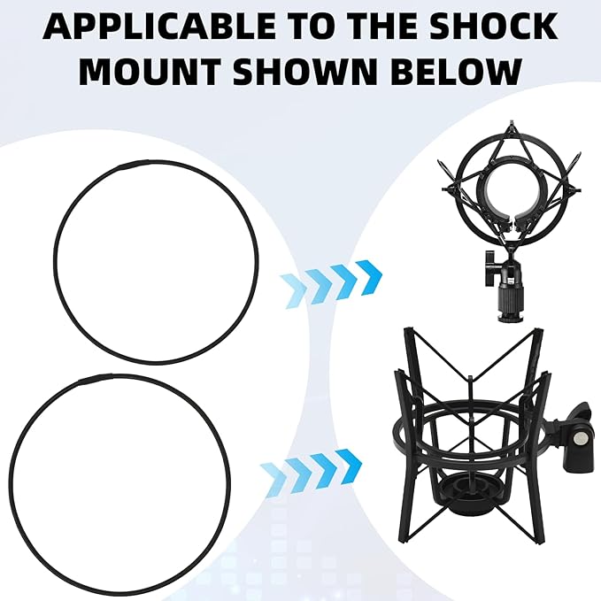 8PCS Microphone Shock Mount Rubber Ring, Black Universal Elastic Bands Replacement for Microphone Shock Mount Holder Clamp Clip (Black)
