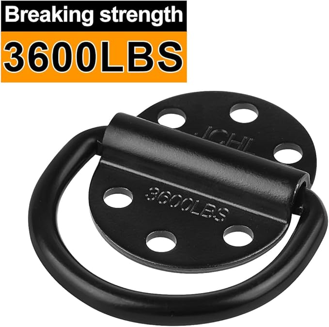 D-Rings Tie Downs Anchors Heavy Duty Steel 3600 Pound Capacity Lashing Rings for Loads on Trailers Trucks RV Campers Vans ATV SUV Boats Tie Down Ring with Screws&Bolts (10-Packs)