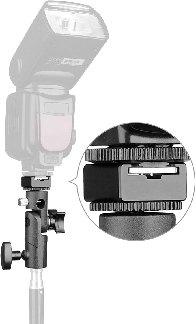 Anwenk Flash Bracket Mount Flash Stand with Umbrella Holder, Swivel, Compatible with Canon Nikon Pentax Olympus Camera Flashes Speedlite Studio LED Light - 1Pack