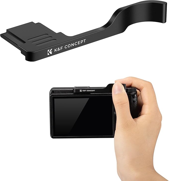K&F Concept Thumb Grip with Hot Shoe Cover for Ricoh GR II GR III GR IIIx GR IIIx HDF GR3x HDF, with 2 Pack Ultra Clear Tempered Screen Protector