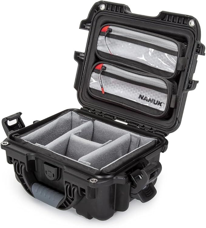 NANUK 905 Pro Waterproof Hard Case with 2-Pocket Lid Organizer and Padded Divider, Black