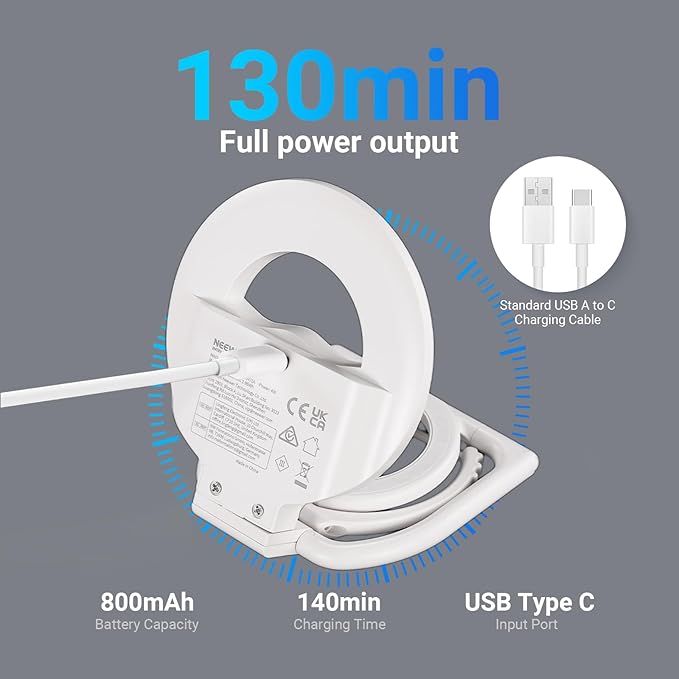 NEEWER ENTRY LEVEL VERSION N35 Magnetic Selfie Ring Light Compatible with MagSafe iPhone, 4W Bi Color Foldable Small Plastic LED Phone Fill Lighting 800mAh/CRI80+ for Recording Makeup Video Conference